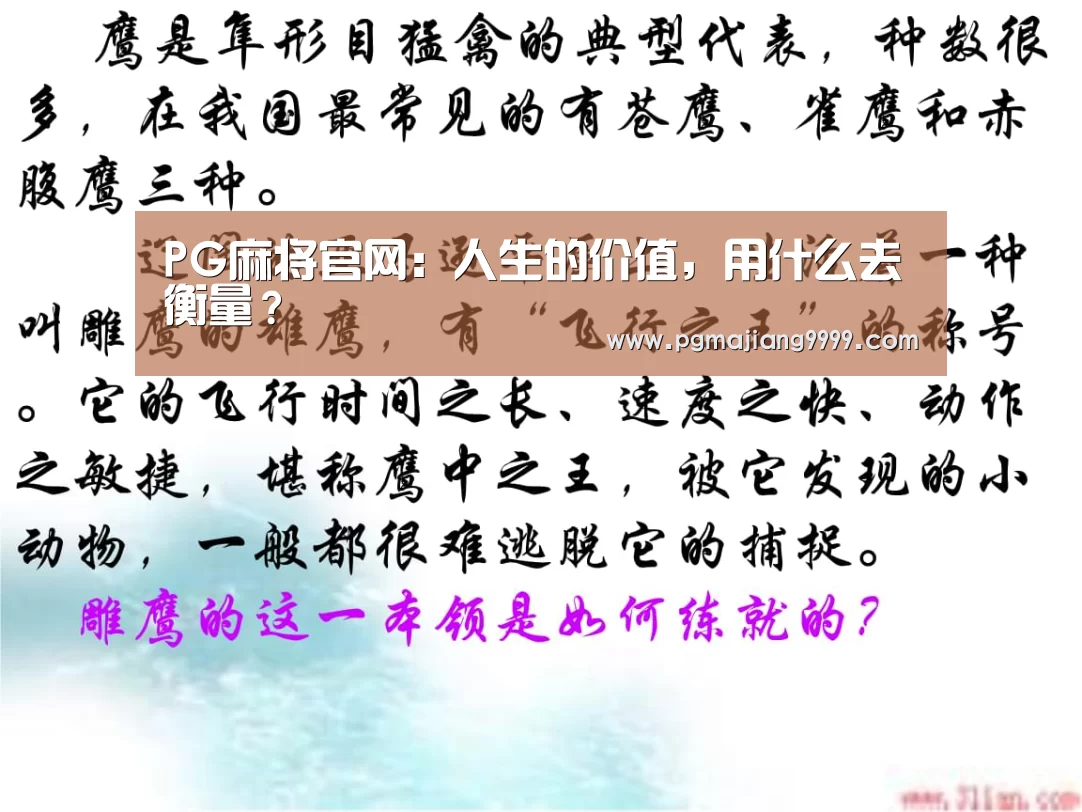 PG麻将官网:人生的价值,用什么去衡量?(图2) PG电子游戏